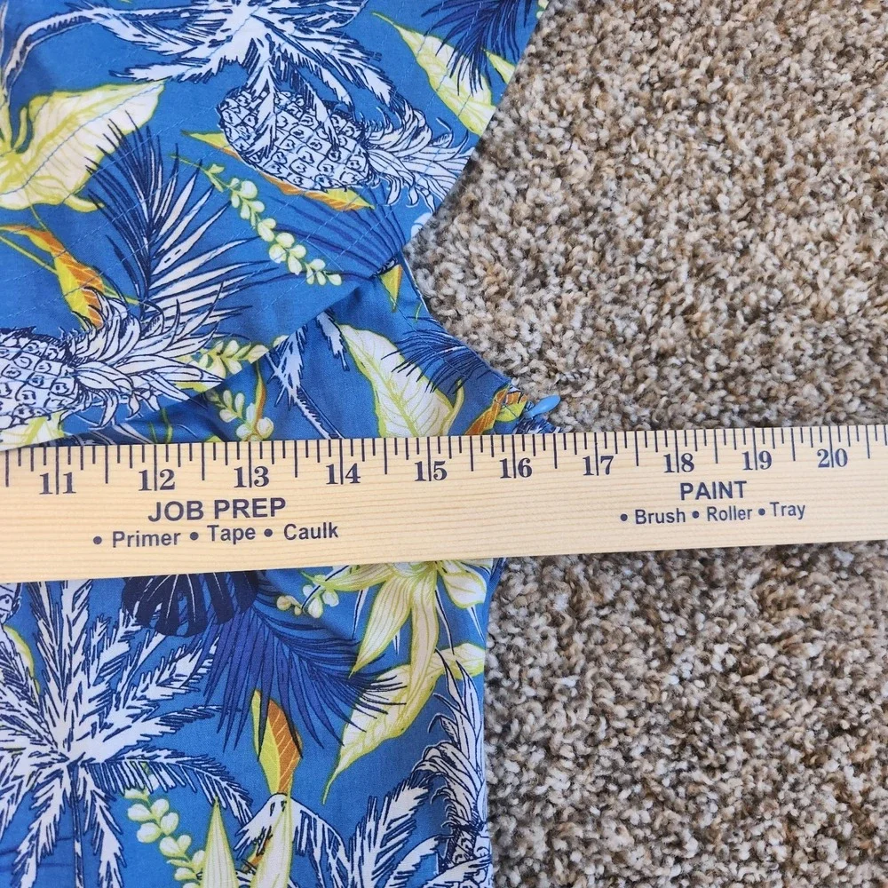 NEW Avara One Shoulder Maxi Dress Women's M Blue Tropical Pineapple Ruffle Trim - Picture 6 of 10